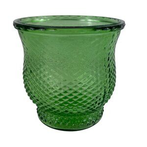 EO Brody Co 4" High Green Glass Vase Diamond Pattern